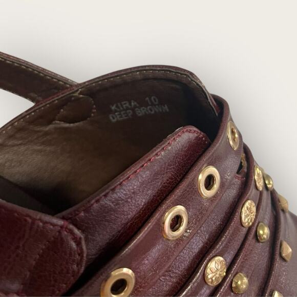 Vintage Havana Kira Deep Brown Sling-back Leather Shoes Booties 10 - Picture 9 of 11